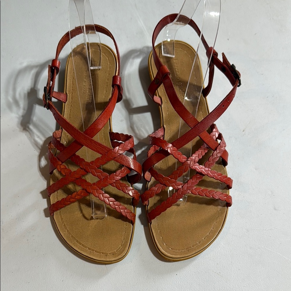 Lorenzo Chelini Red Leather Strappy Sandals